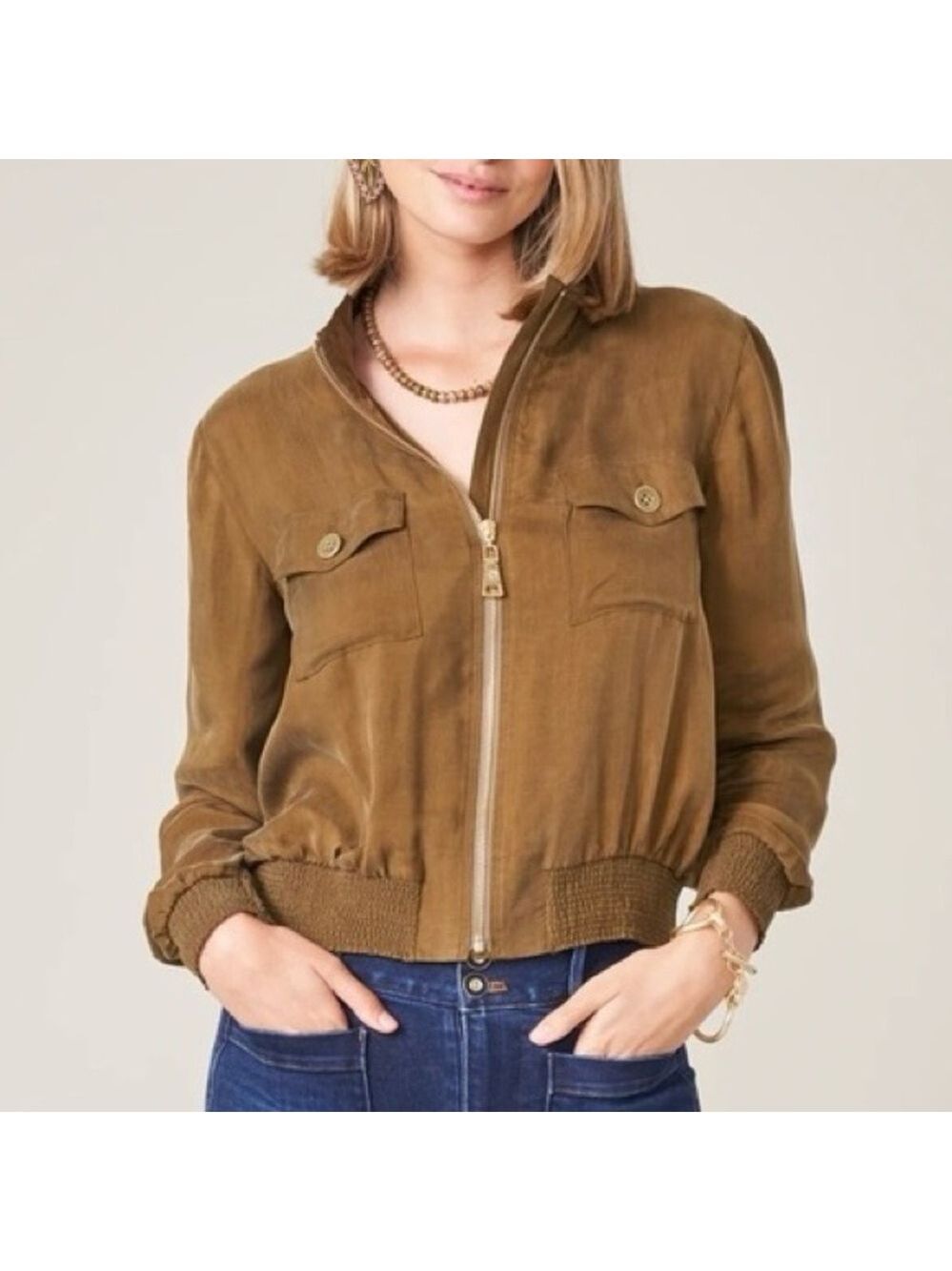 Spartina 449 Charleigh Jacket in Deep Olive Gold - Size XS